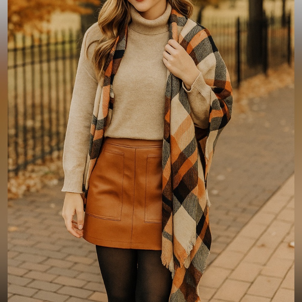 Loft faux leather front pocket skirt